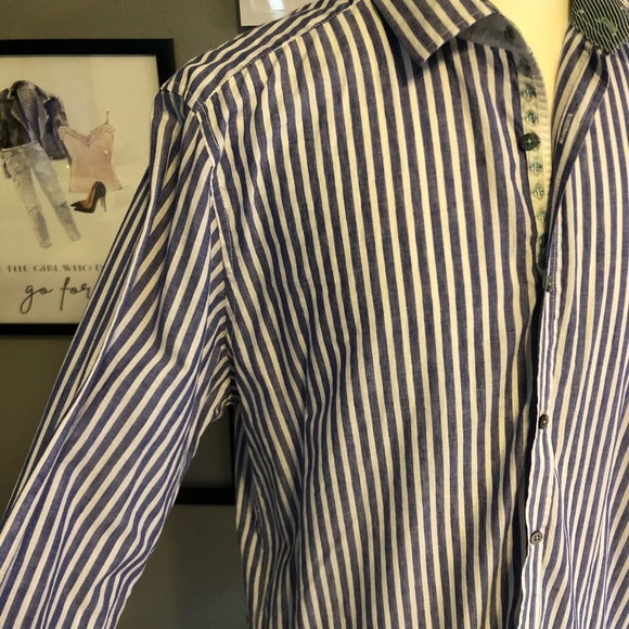 Ted Baker Blue White Striped Button Down Shirt 6 - Picture 5 of 11